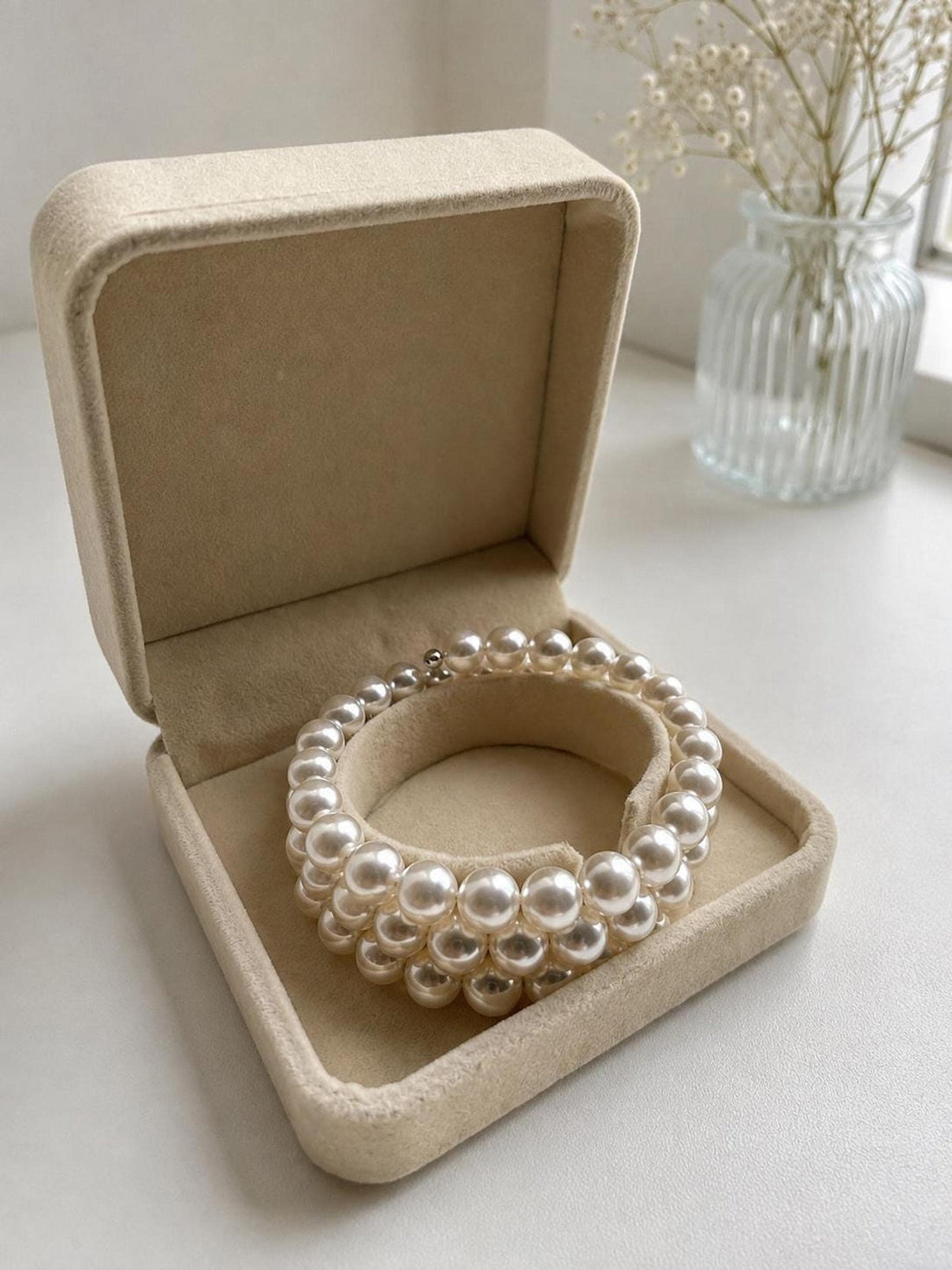 Multi Strand Pearl Bridal Bracelet Cuff, Classic Wedding Jewelry