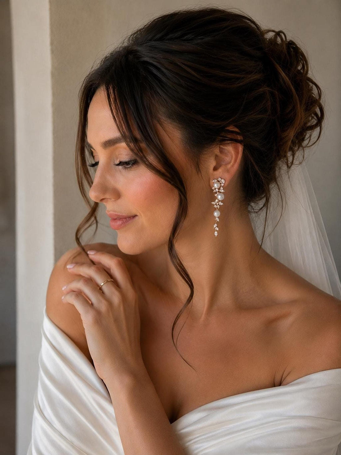 Celestia Pearl Cascade Bridal Earrings