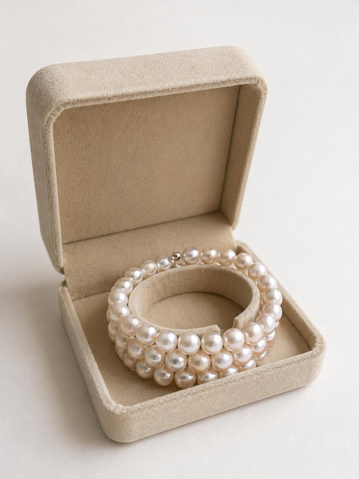 Multi Strand Pearl Bridal Bracelet Cuff, Classic Wedding Jewelry