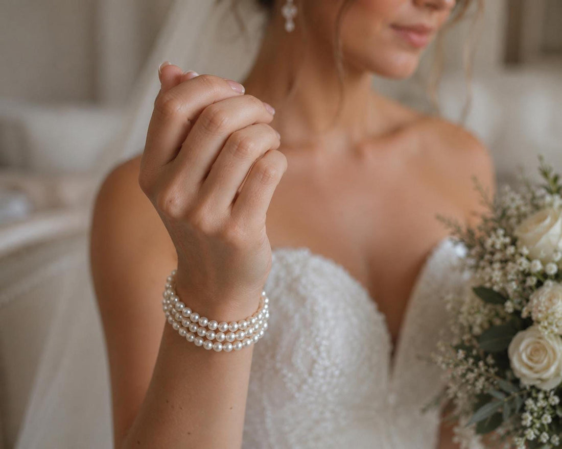 Multi-Strand Pearl Cuff Bracelet, Elegant Bridal Jewelry for Weddings