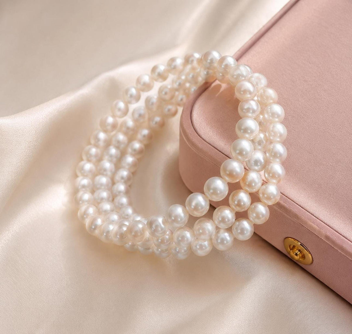 Multi Strand Pearl Bridal Bracelet Cuff, Classic Wedding Jewelry